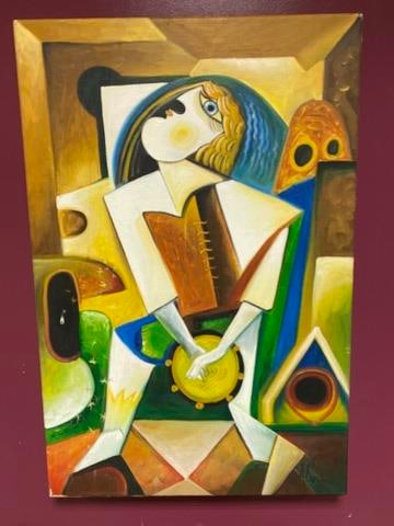 Adrian Doni The Drummer: Artist: Adrian Doni Title: The Drummer Medium: Oil on Canvas Year: 2007 Style: Cubism Size: 60 x 40 cm (Canvas)