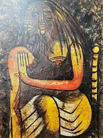 Wifredo Lam (After) Original Oil Painting, Signed, Dated, Seal, COA (1 of 3)