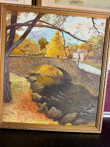 J. S. Jones, The Bridge, Oil Painting,: J. S. Jones, The Bridge, Oil Painting, 