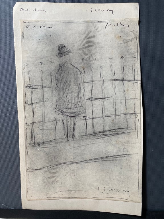 Lowry, Old Man 1960's, Original, Drawing, Hand Signed,: Laurence Stephen Lowry, Old Man 1960's, Lost Art Collections. L.S.Lowry ?Lost Treasure? Part of the history of the artists Lowry As most of you know that full Provenance is impossible