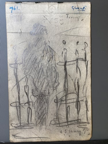 Lowry, 1961, Original, Drawing, Hand Signed,: Laurence Stephen Lowry, 1961, Lost Art Collections. L.S.Lowry ?Lost Treasure? Part of the history of the artists Lowry As most of you know that full Provenance is impossible to get a 
