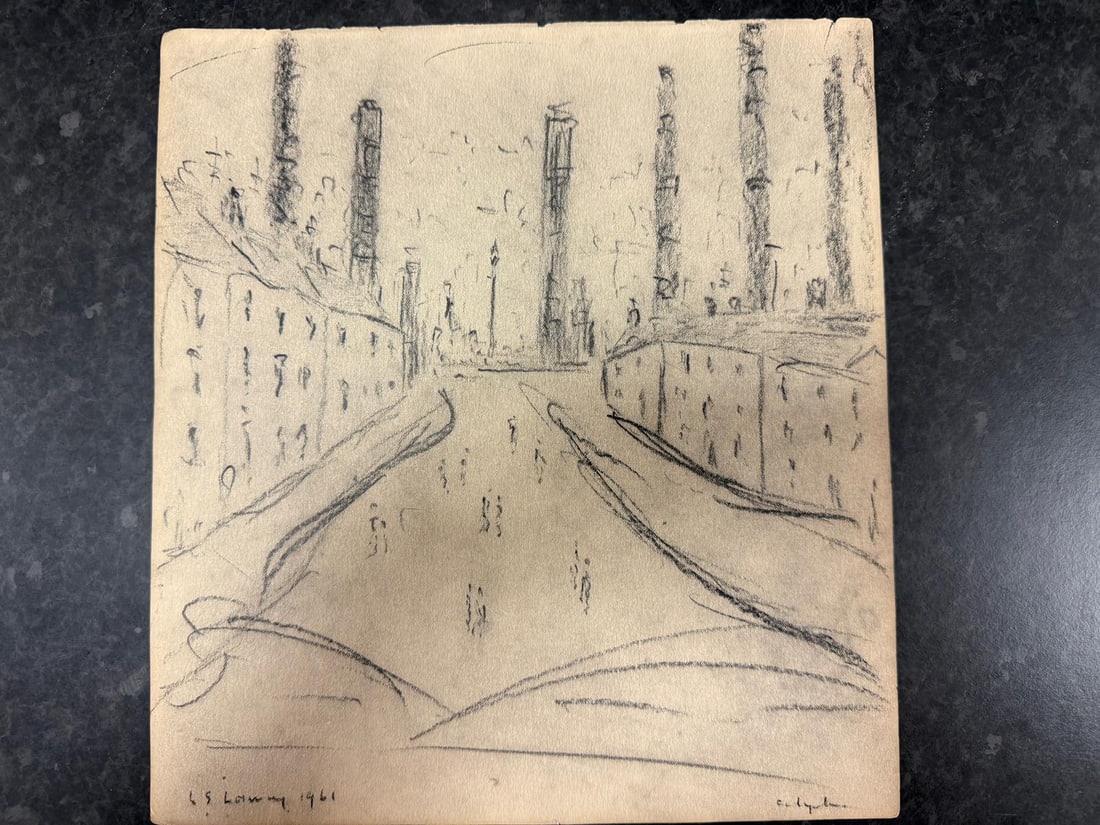 Lowry, 1961, Original, Drawing, Hand Signed, Rare, (1 of 7)