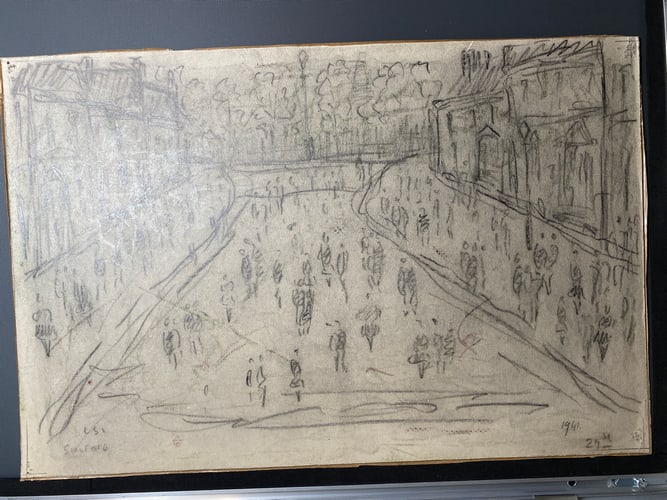 Laurence Stephen Lowry, 1941, Original, Drawing, Hand Signed, (1 of 8)
