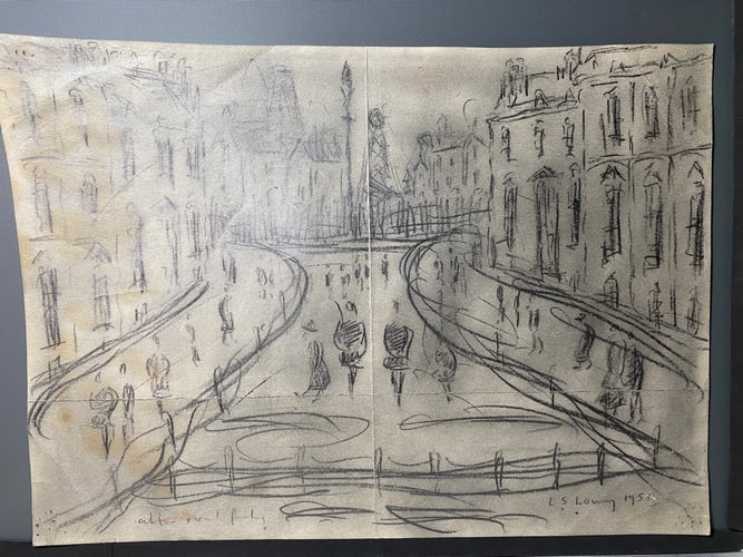 Laurence Stephen Lowry, 1957, Original, Drawing, Hand Signed, (1 of 10)