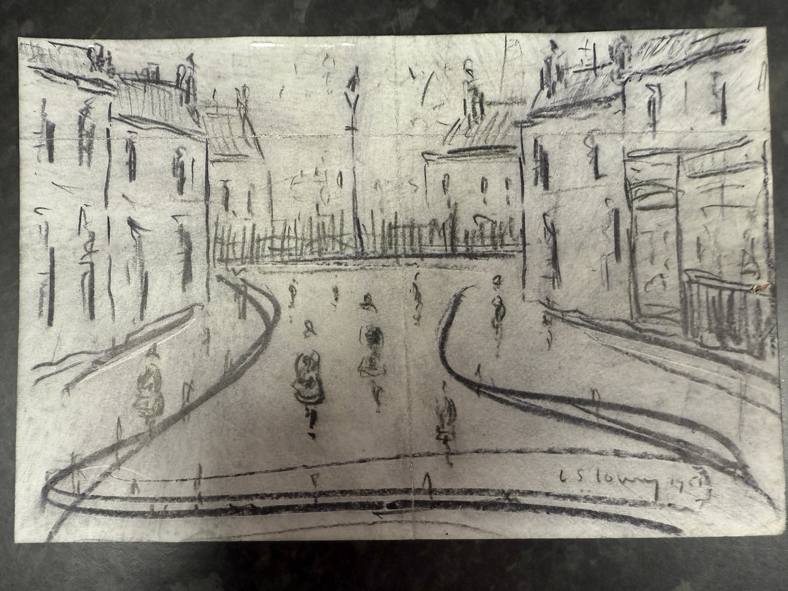 Laurence Stephen Lowry, 1961, Original, Drawing, Rare, Hand Signed and dated,: Laurence Stephen Lowry, 1961, Original, Drawing, Rare, Hand Signed and dated, Lost Art Collections. L.S.Lowry ?Lost Treasure? Part of the history of the artists Lowry As most of you know