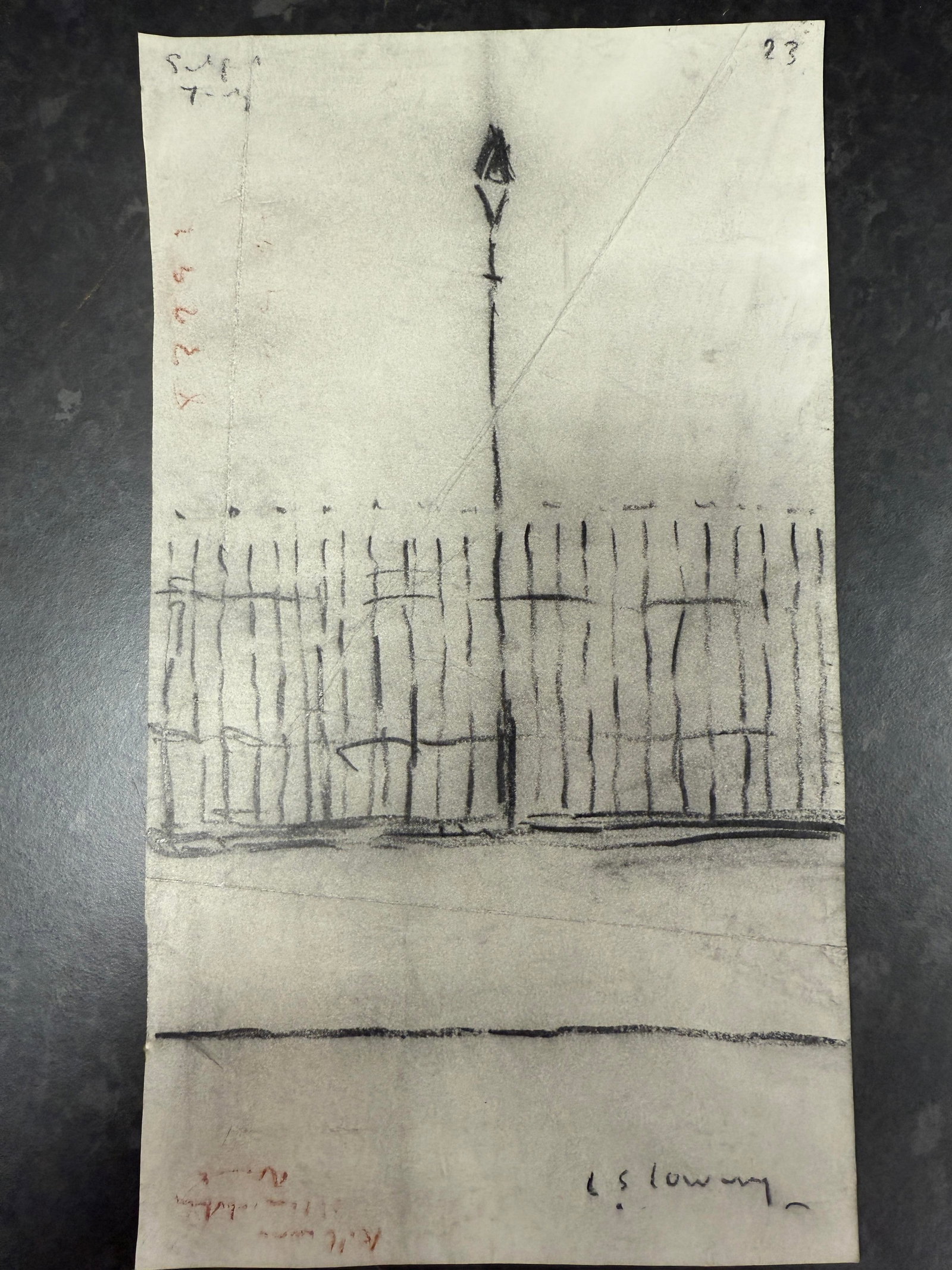 Lowry, Original, Drawing, Rare, Hand Signed and dated,: Lowry, Original, Drawing, Rare, Hand Signed and dated, Since this artwork is missing the full Providence, this lot is sold in the manner of the artist, (Attributed) sold as attributed to