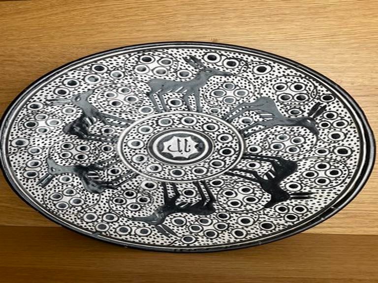 Folk Art Hand Painted Pottery Wall Plate with Deer Made in Mexico (1 of 7)