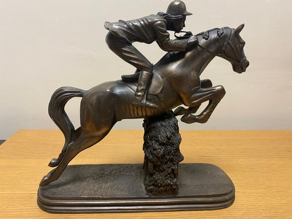 Cold Cast Bronze Sculpture, Jumping Horse and Rider (1 of 7)