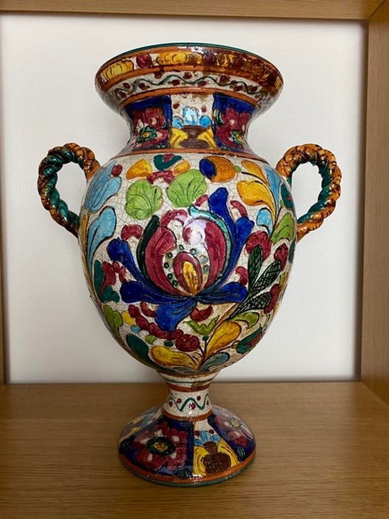 Italian Pedestal Vase, hand painted limited edition of 30. Signed. (1 of 10)