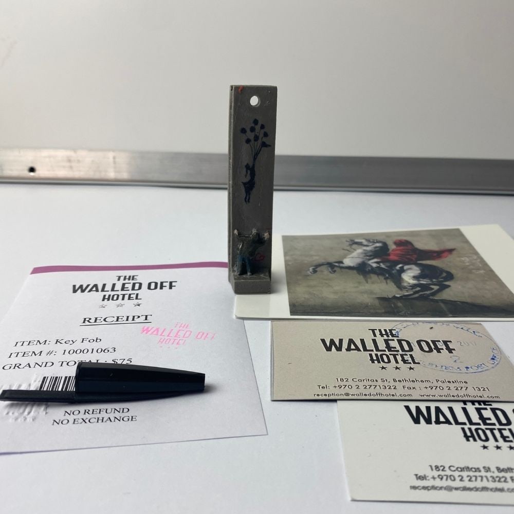 The Walled Off Hotel, Banksy, key Fob Sculpture. Original, Limited Edition, - 2