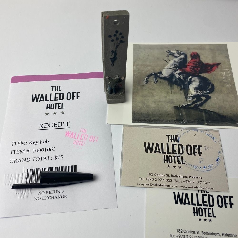 The Walled Off Hotel, Banksy, key Fob Sculpture. Original, Limited Edition, - 4