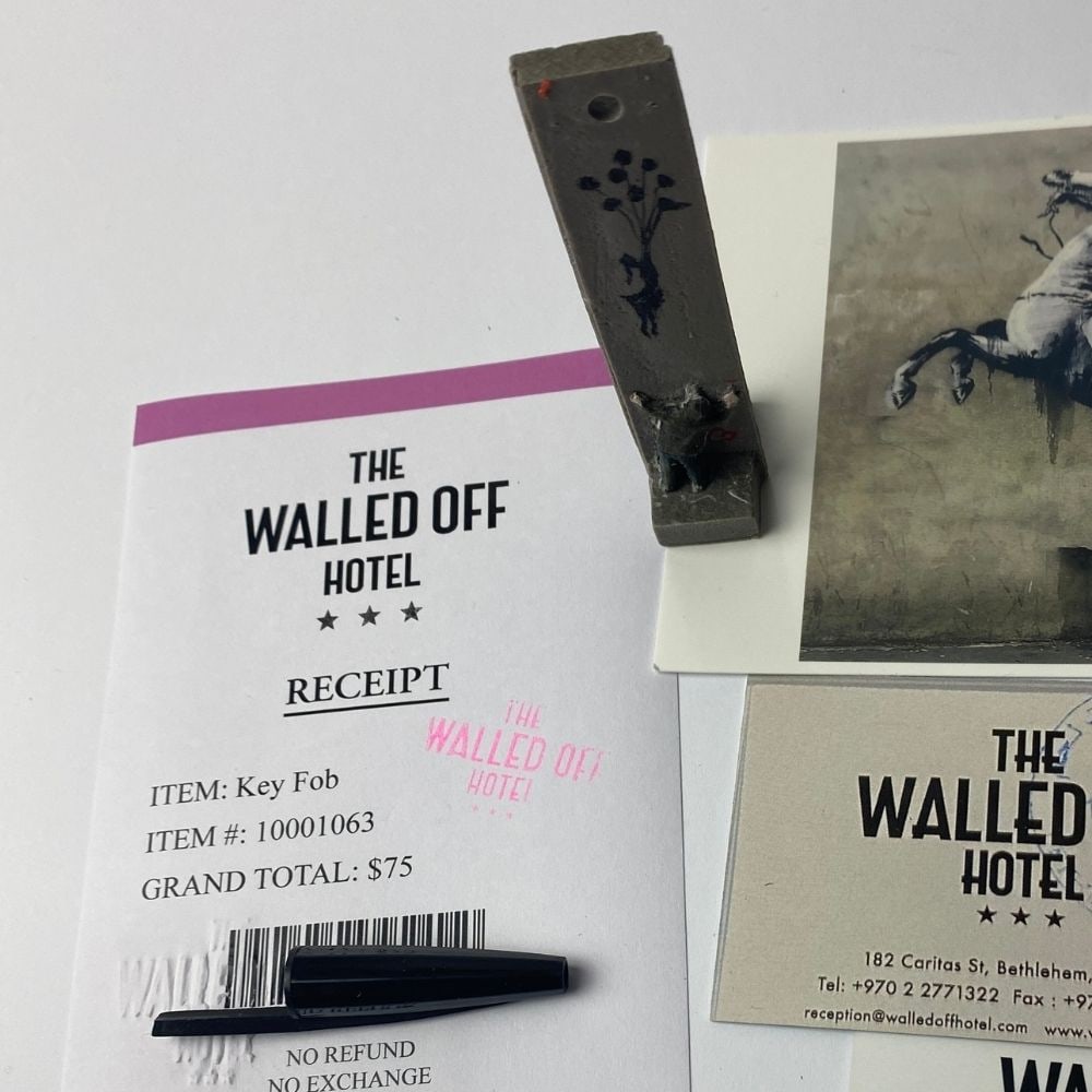 The Walled Off Hotel, Banksy, key Fob Sculpture. Original, Limited Edition, - 5