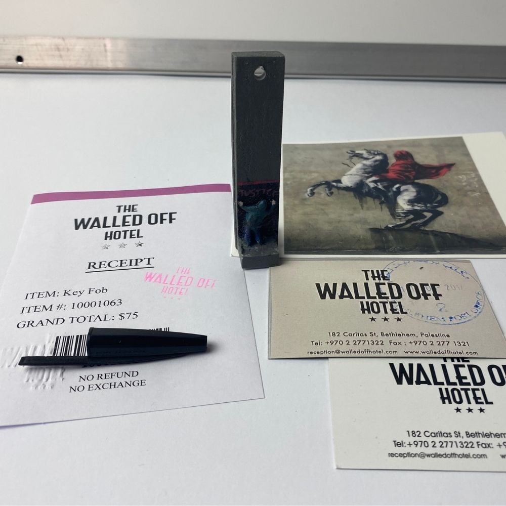 The Walled Off Hotel, Banksy, key Fob Sculpture. Original, Limited Edition, - 6
