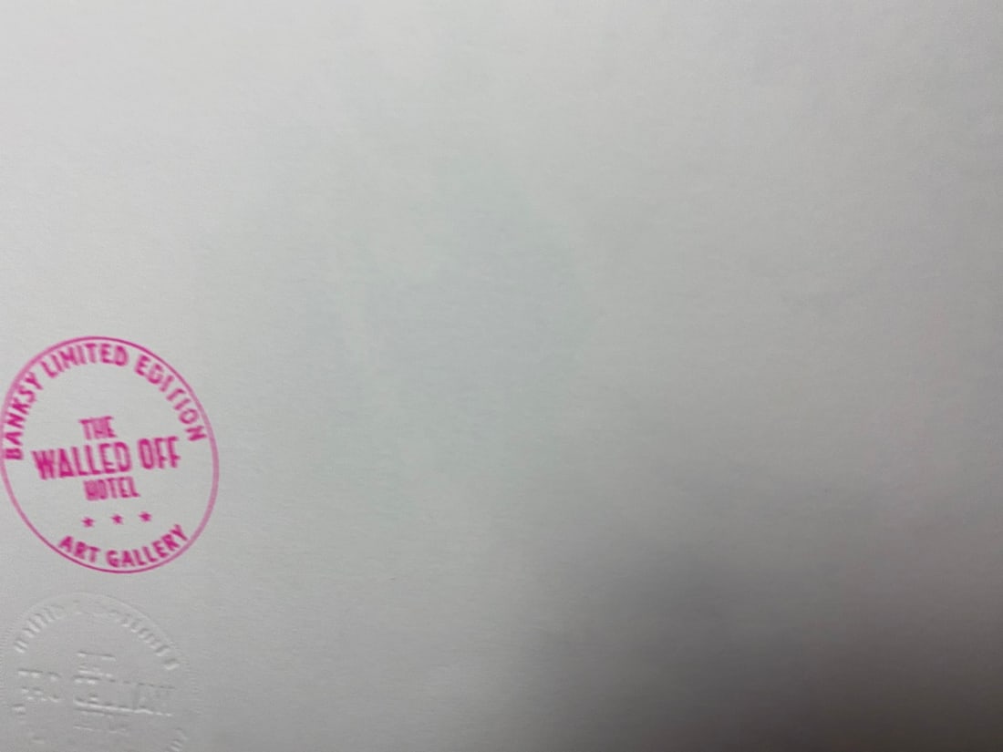 Banksy, In the manner of”, COA. Walled Off Hotel, Original, Limited Edition. Signed. Numbered - 8