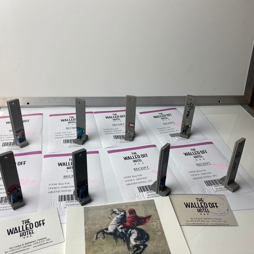 The Walled Off Hotel, Banksy, key Fob Sculpture. Original, Limited Edition, set X8 - 5