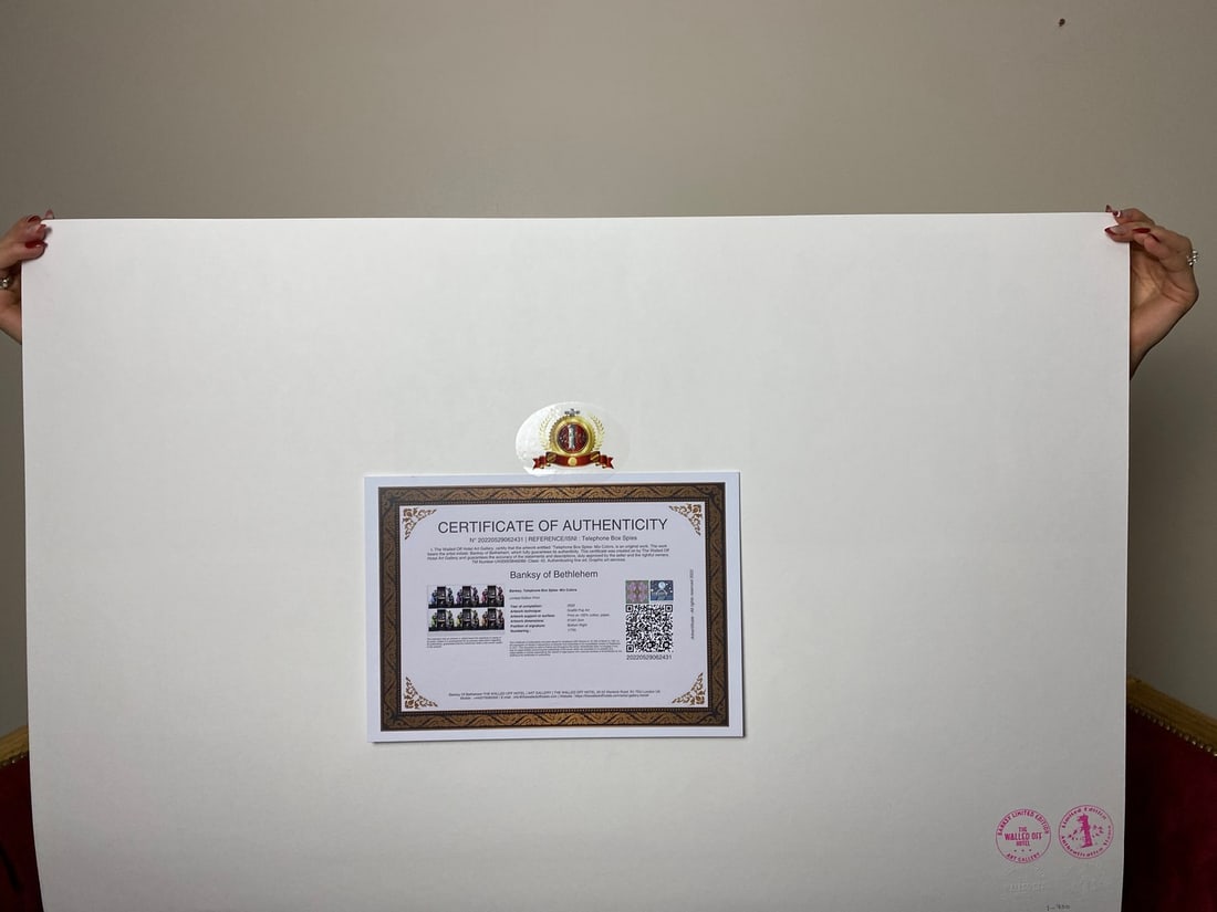 Banksy, In the manner of”, Walled Off Hotel, COA, Original, Limited Edition. Signed. Numbered - 5