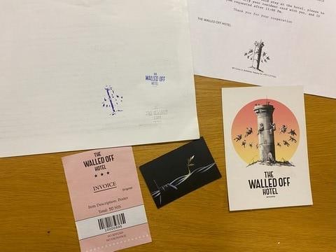 The Walled Off Hotel Poster-Banksy- Flower Throw- D2 - 5