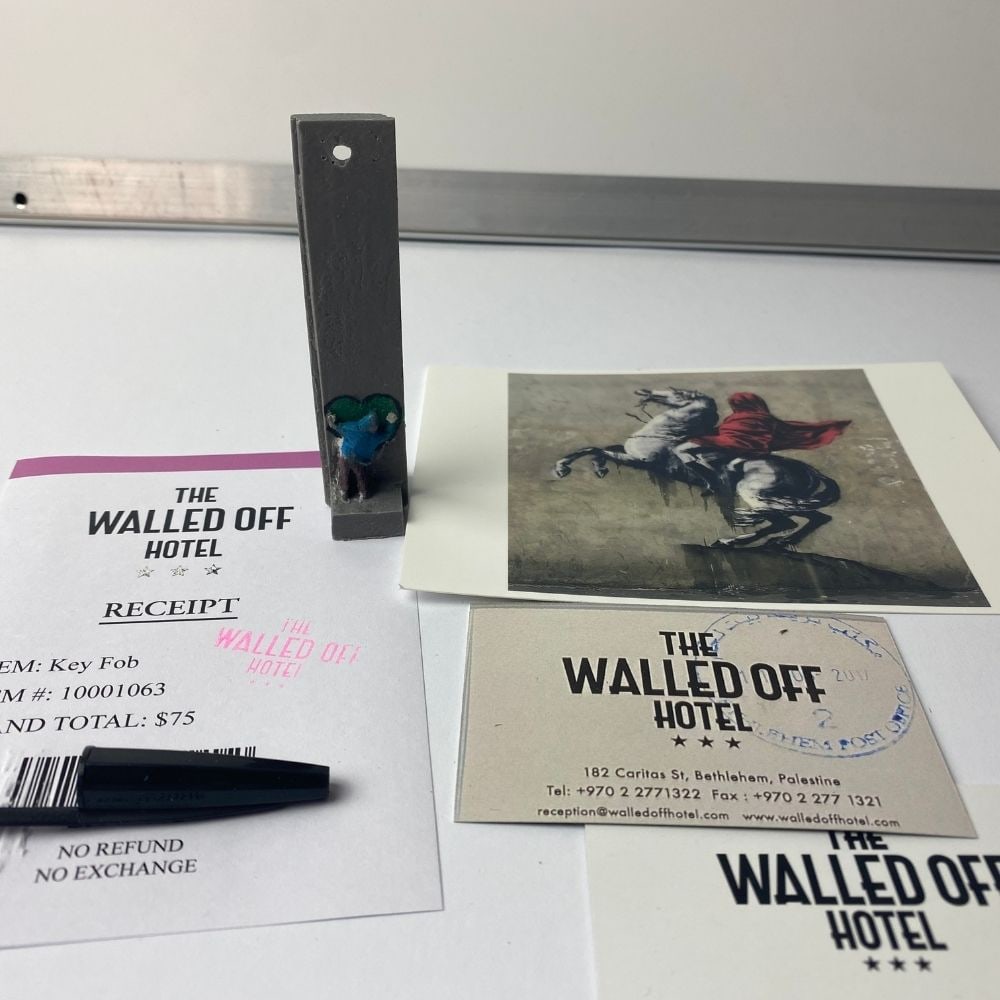 The Walled Off Hotel, Banksy, key Fob Sculpture. Original, Limited Edition, - 2