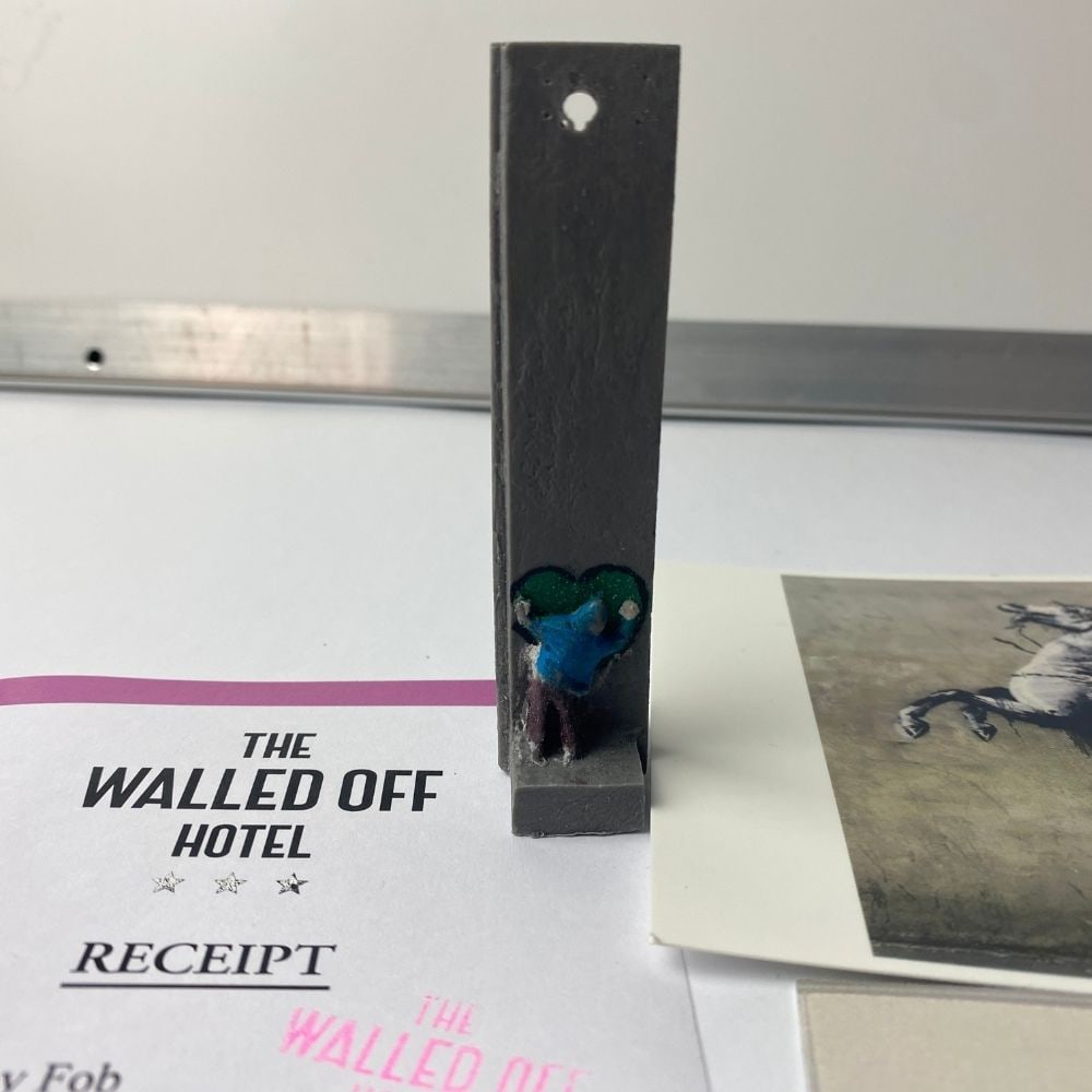The Walled Off Hotel, Banksy, key Fob Sculpture. Original, Limited Edition, - 3