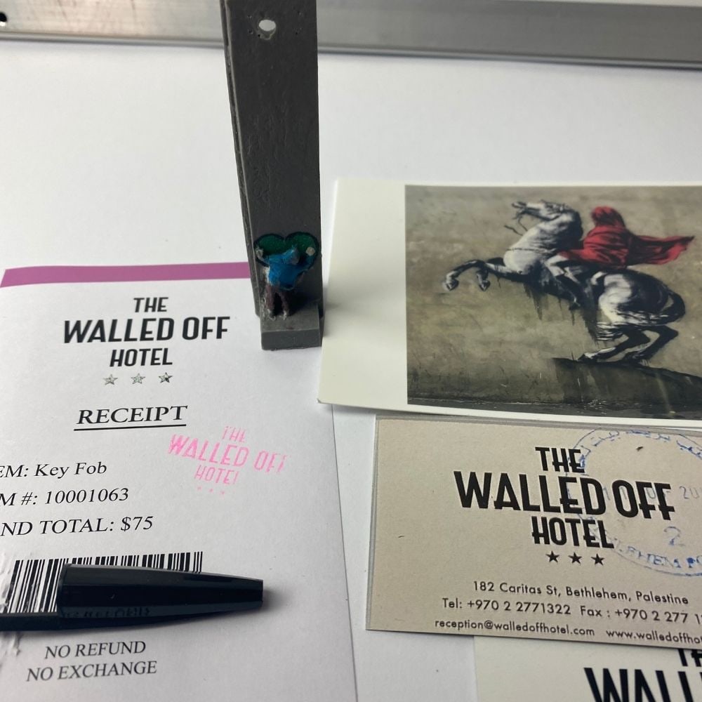The Walled Off Hotel, Banksy, key Fob Sculpture. Original, Limited Edition, - 5