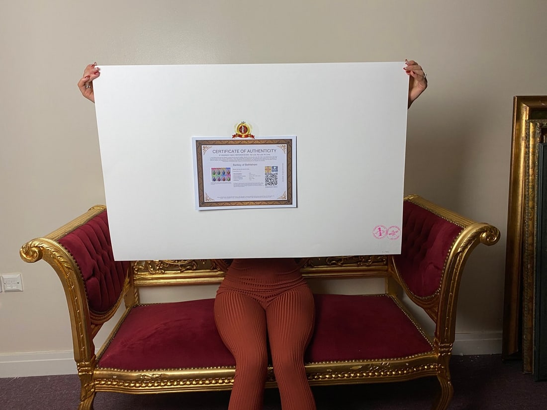 Banksy, In the manner of”, COA. Walled Off Hotel, Original, Limited Edition. Signed. Numbered - 4