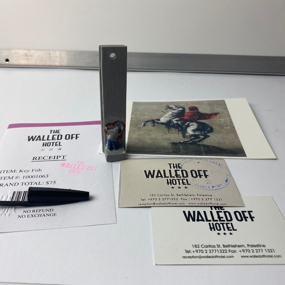 The Walled Off Hotel, Banksy, key Fob Sculpture. Original, Limited Edition, - 2