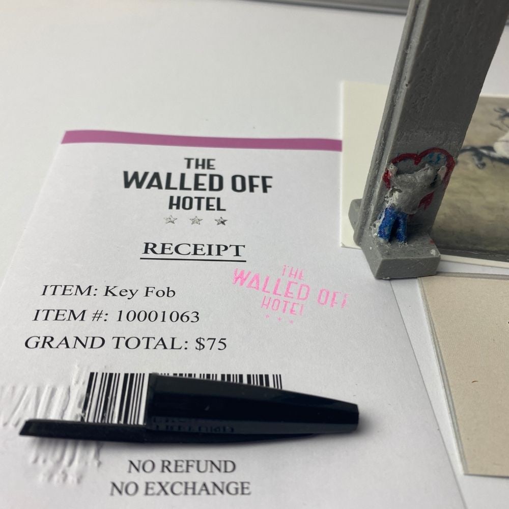 The Walled Off Hotel, Banksy, key Fob Sculpture. Original, Limited Edition, - 4
