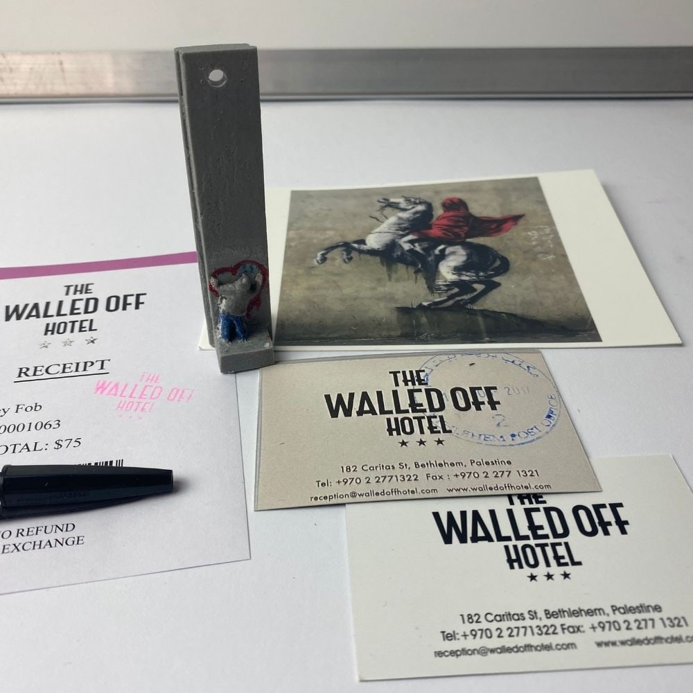 The Walled Off Hotel, Banksy, key Fob Sculpture. Original, Limited Edition, - 5