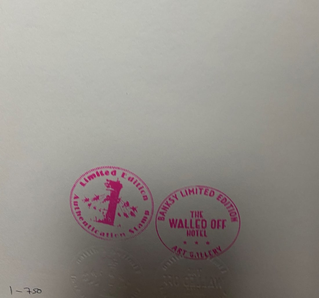 Banksy, In the manner of”, Walled Off Hotel, COA, Original, Limited Edition. Signed. Numbered - 7