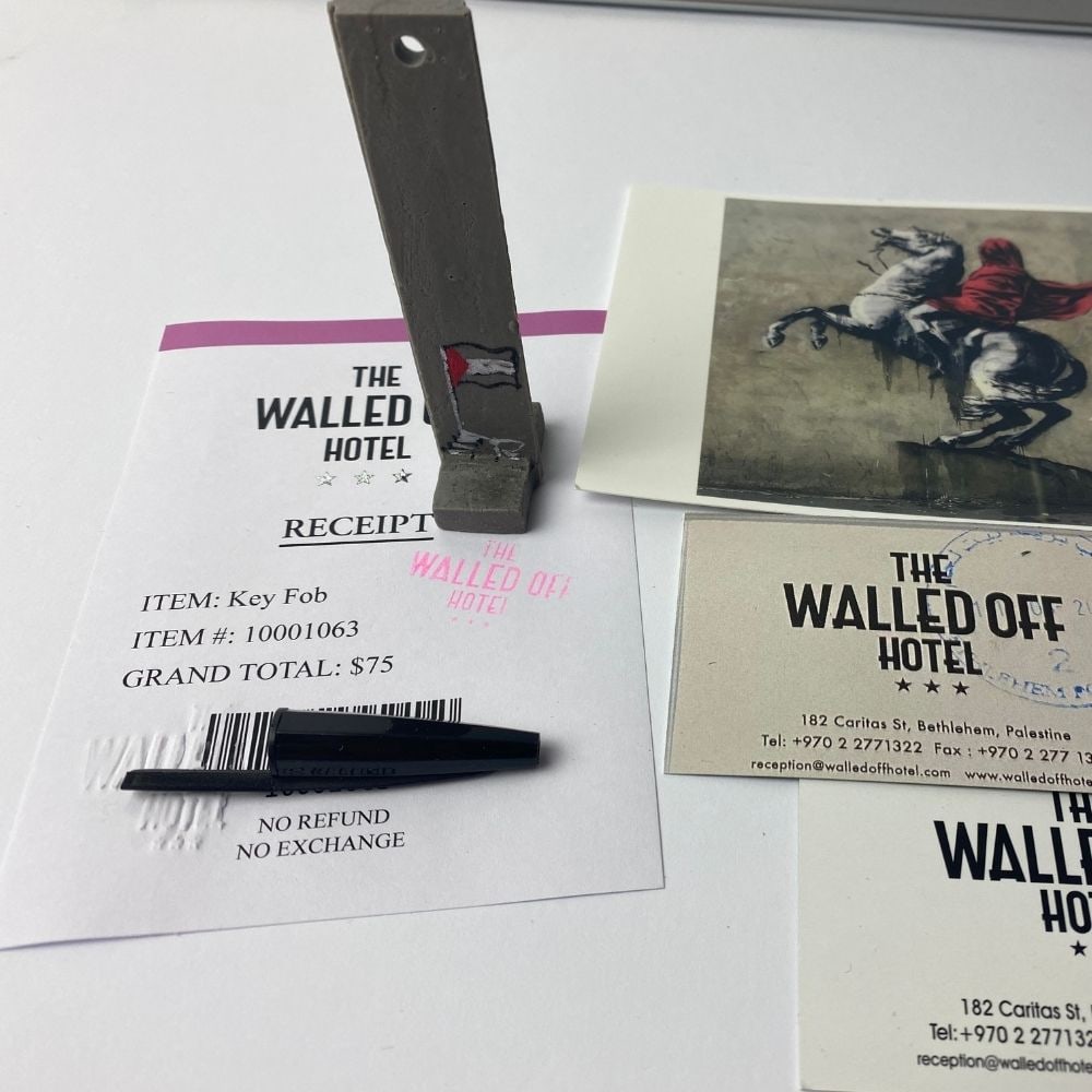 The Walled Off Hotel, Banksy, key Fob Sculpture. Original, Limited Edition, - 2
