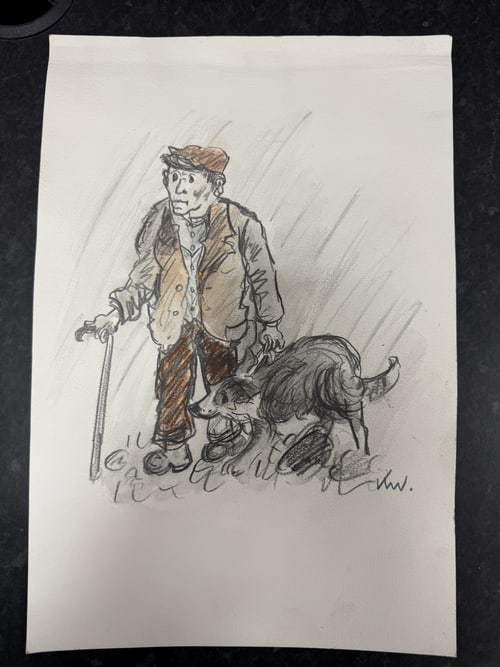 Original, Drawing, Rare, Hand Signed and dated,: Original, Drawing, Rare, Hand Signed and dated, Since this artwork is missing the full Providence, this lot is sold in the manner of the artist, Please do your own research. 