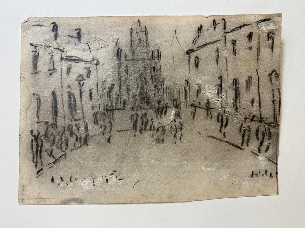 Laurence Stephen Lowry, 1952,Original, Drawing, Hand Signed, - 2