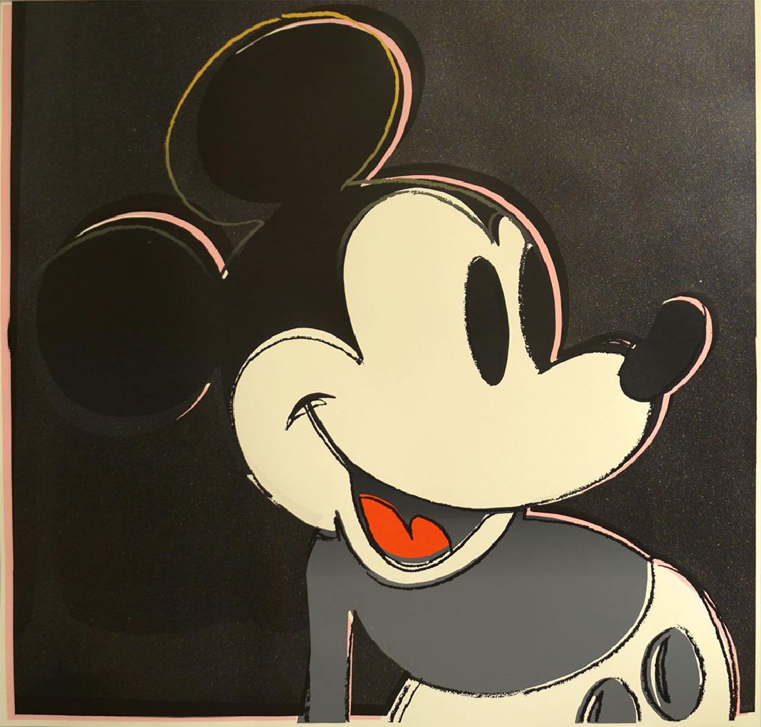 Warhol, Andy Myths Mickey Mouse from Myths Portfolio: Warhol, Andy Myths Mickey Mouse from Myths Portfolio 1981 Silkscreen, on Lenox Museum Board with diamond dust proof, not signed and not numbered Paper size 38 x 38 inch Images size 38 x 38 inch