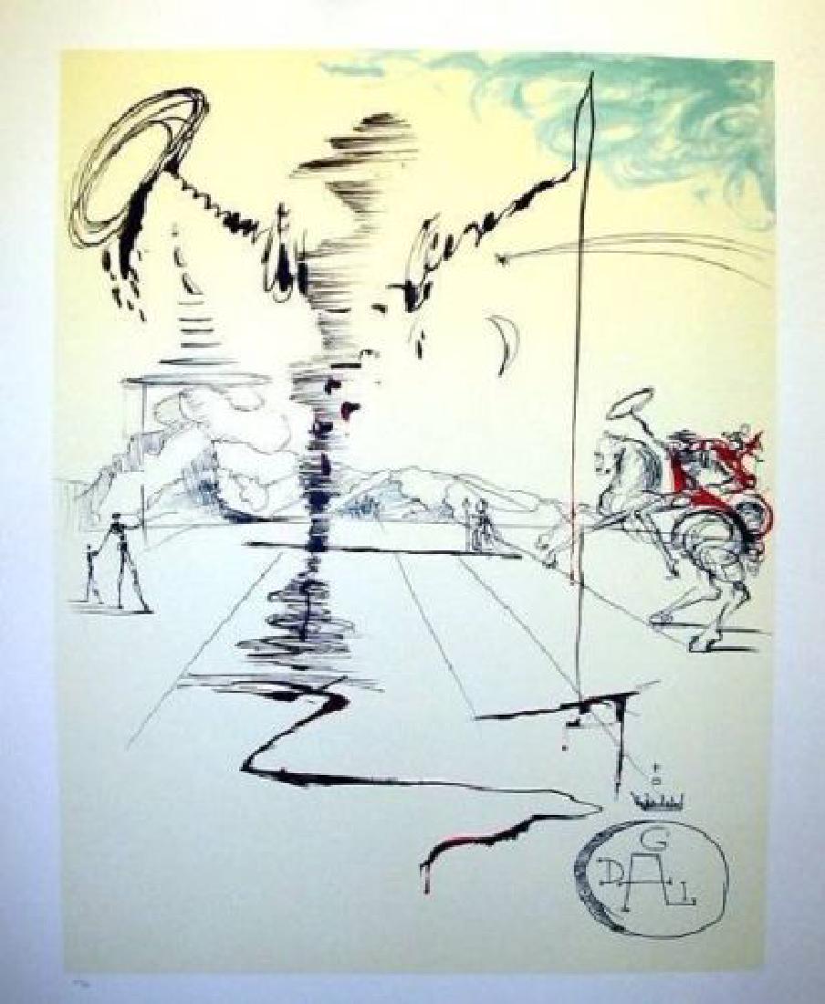 Salvador Dali "Le Chevalier" Limited Edition Lithograph: SALVADOR DALI"LE CHEVALIER"LIMITED EDITION LITHOGRAPH FACSIMILE SIGNEDPENCIL NUMBEREDEDITION OF 500Dalí was a skilled draftsman, best known for the striking and bizarre images in his surrealist work.