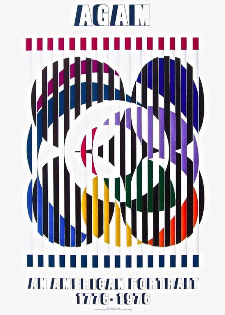 Yaacov Agam, Offset lithograph 1976 hand signed: Yaacov Agam is one of the pioneer creators of the kinetic and optical movement in art as well as its most outstanding contemporary representative. Agam's work breaks with the established way of expres