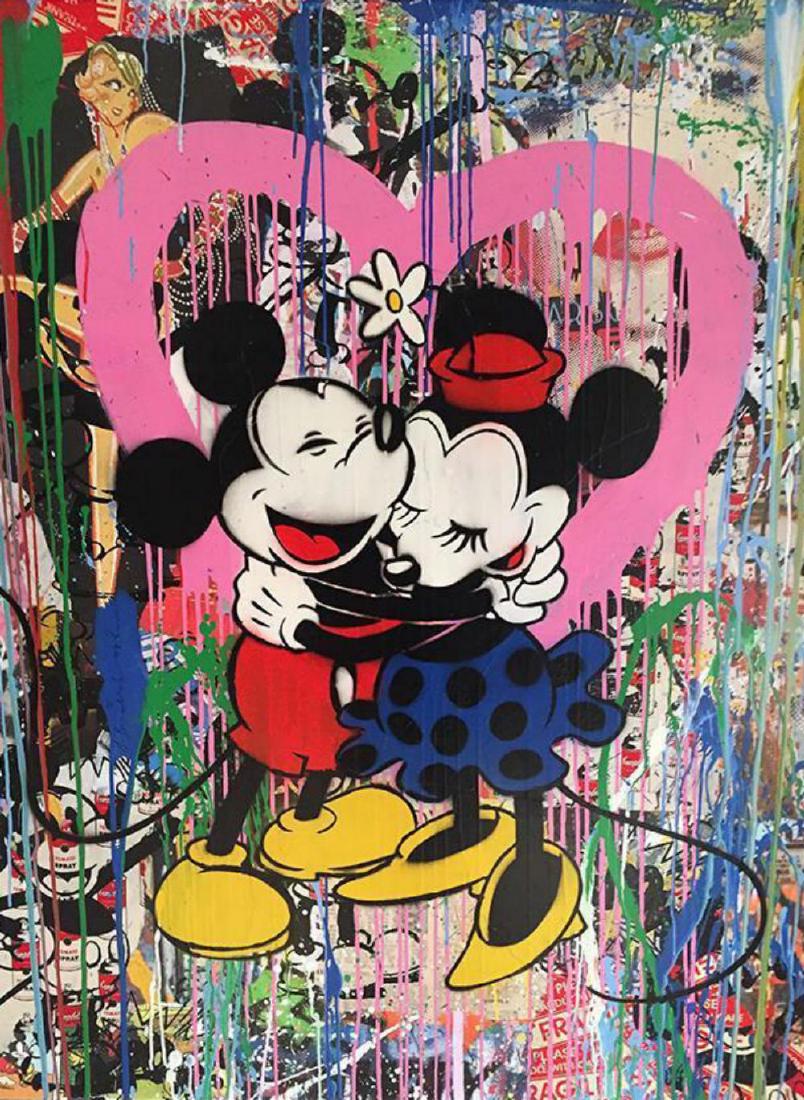 Brainwash, Mickey & Minnie, limited edition print: Brainwash, Mickey & Minnie, limited edition of 100 print. This limited edition art print is printed using the Giclee process on a high qualty 250gsm photpgraphic card. Giclee is a method of inkjet