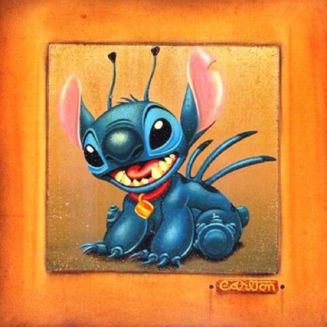 Trevor Carlton "Stitch" Lilo & Stitch Hand Signed: TREVOR CARLTON"STITCH" LILO AND STITCH Up for sale is this Limited Edition, Hand Signed embellished textured Stretched Giclee on Canvas entitled "STITCH" by Carlton. This piece has never been framed,