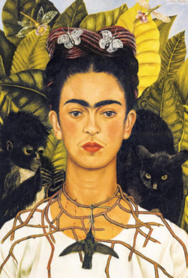 FRIDA KAHLO - SELF PORTRAIT - offset lithograph 24x36: FRIDA KAHLO - SELF PORTRAIT - offset lithograph 24x36