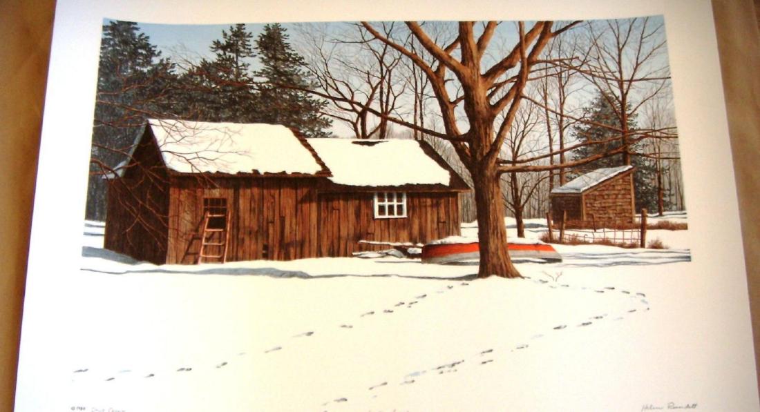 Helen Rundell Plate Sign/#d Litho "Wolf Tracks" Snowy: HELEN RUNDELL - PLATE SIGNED LITHOGRAPHUp for sale is this PLATE SIGNED AND NUMBERED Limited Edition Lithograph entitled "WOLF TRACKS" by Helen Rundell. This piece has never been and is in Excellent c