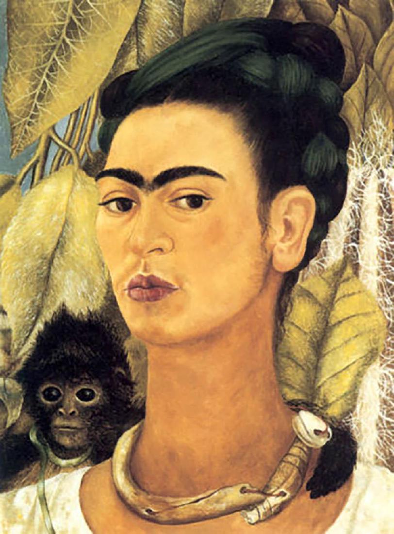 Self Portrait Monkey Frida Kahlo 1938 OFFSET LITHOGRAPH: SeX21 INCHlf Portrait Monkey Frida Kahlo 1938 OFFSET LITHOGRAPH . IMAGE: 22X16 INCH APPROX: 27
