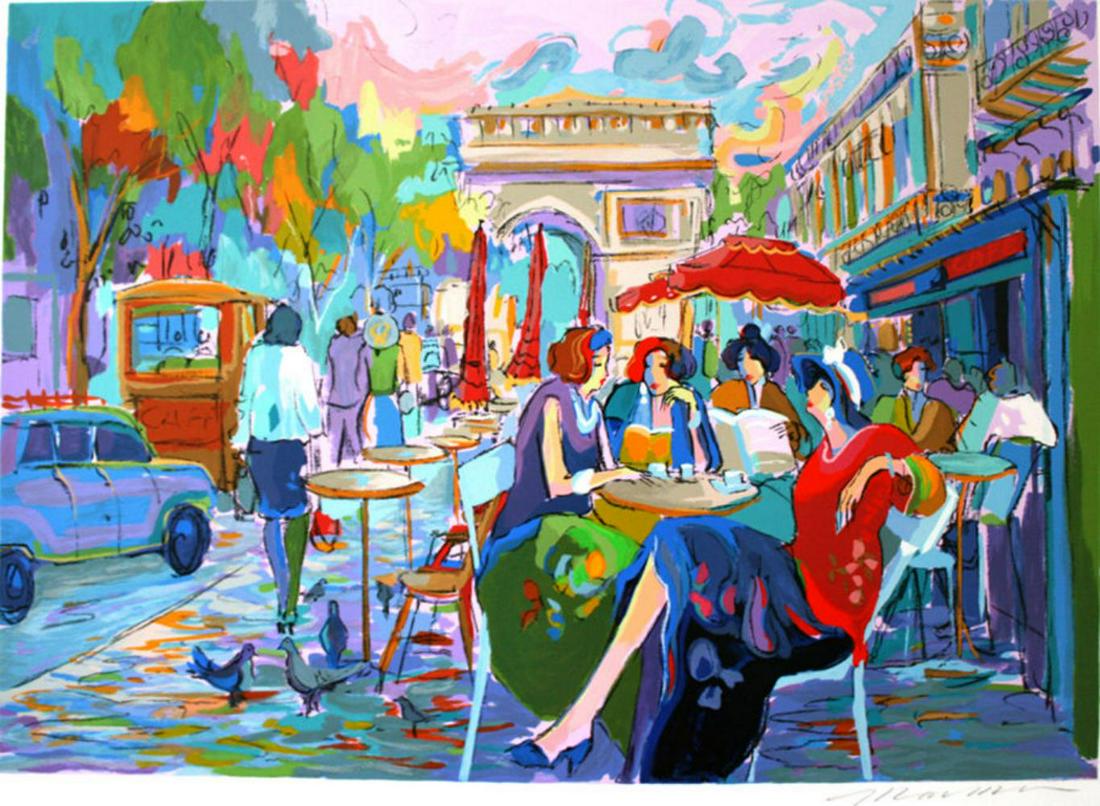 Isaac Maimon S/N Serigraph "Bus Stop Cafe" women: ISAAC MAIMON - "BUS STOP CAFE" Up for sale is this LIMITED EDITION HAND SIGNED SERIGRAPH entitled "BUS STOP CAFE" by Isaac Maimon. This piece is hand signed by ISAAC MAIMON. Excellent condition, never