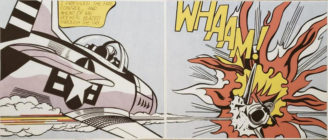 Roy Lichtenstein - Whaam - Silkscreen suite of two Hand: Silkscreen/Serigraph - Hand signed lower right on the right print - without frame Artist: Roy Lichtenstein Title of artwork: Whaam ! Technique: Silkscreen/Serigraph Signature: Hand signed signed Size: