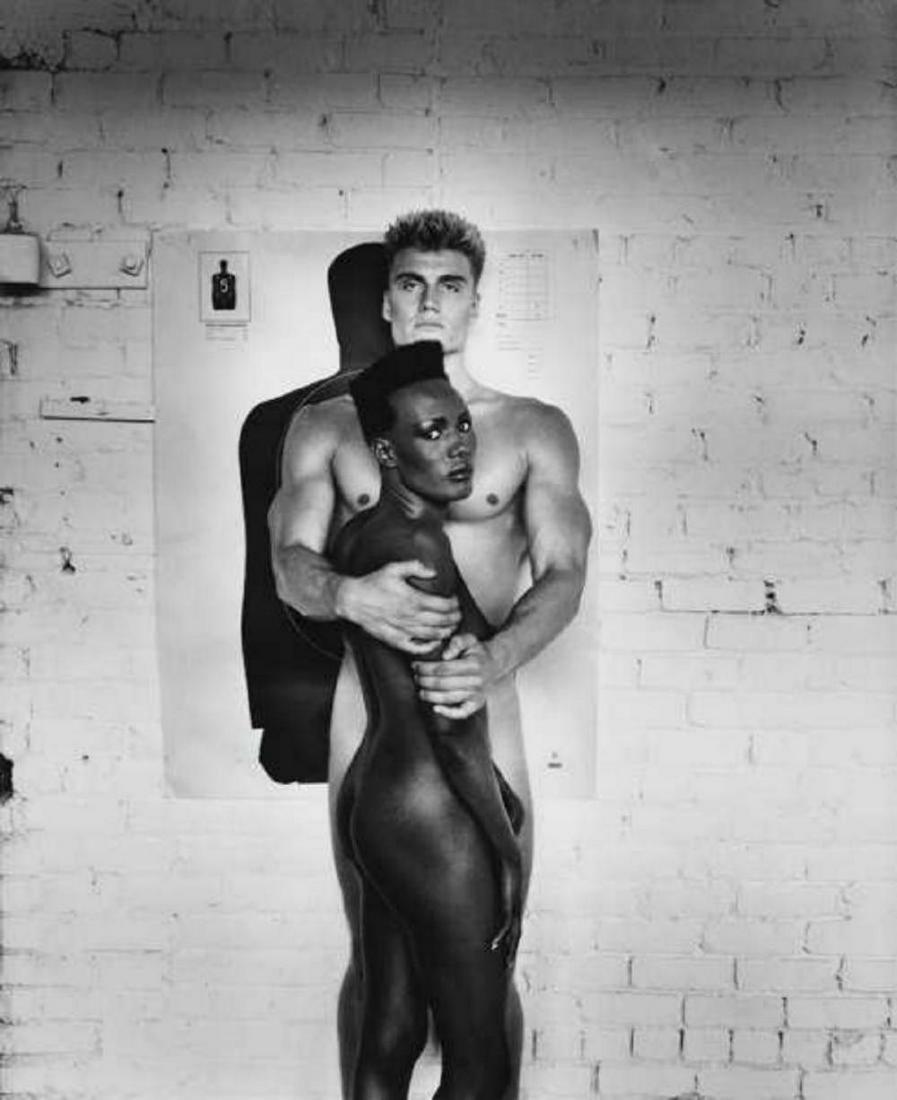 Helmut Newton, Grace Jones and Dolph Lundgren: Helmut Newton, Grace Jones and Dolph Lundgren. Vintage printing from portraits The actual items are crisp images Black on black archival matting , 10x13 complete inches Image 6x9 inch