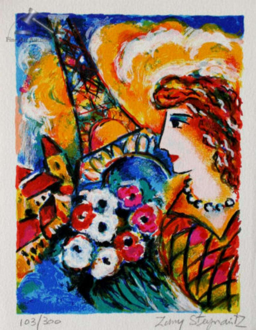 Zamy Steynovitz Hand sig# serigraph "Paris Dream": ZAMY STEYNOVITZ Limited Edition Serigraph, "PARIS DREAM" by ZAMY STEYNOVITZ. This is a hand-signed and numbered serigraph MEDIUM: Serigraph CONDITION: Mint Condition, Never unframed IMAGE SIZE: 5" X 7