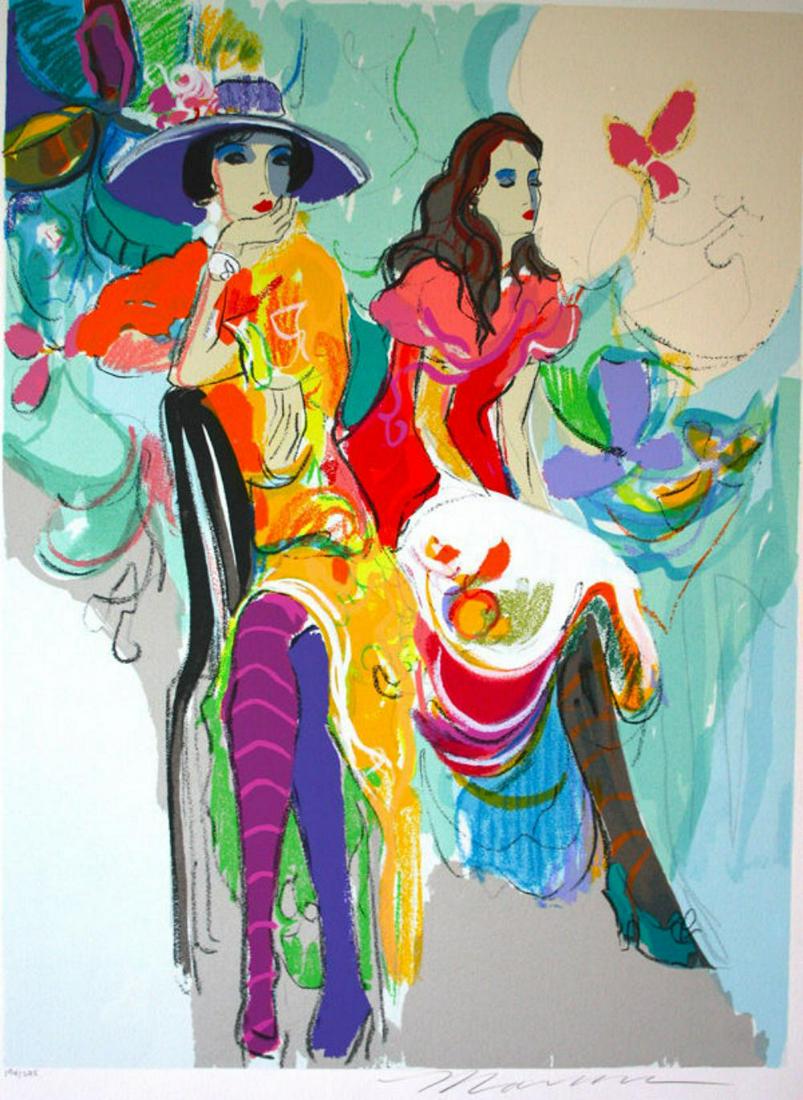 Isaac Maimon "Les Coquettes I" Hand Signed/# Serigraph: ARTIST: ISAAC MAIMON TITLE: "LES COQUETTES I"MEDIUM: Serigraph EDITION: 275, 50 AP+ SIZE: 20" x 27 1/4"YEAR: 1995 Limited Edition Hand Signed & Numbered Image in Excellent Condition