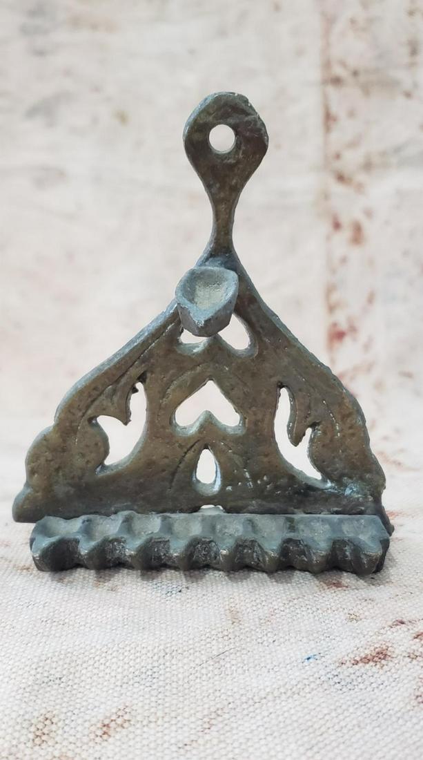 JUDAICA, CHANUKIAH Menorah - Antique early 1900: A small Hanukkah menorah that was made intentionally so that it would not be visible to the enemies of the Jews from about the beginning of 1900 - one of a kind