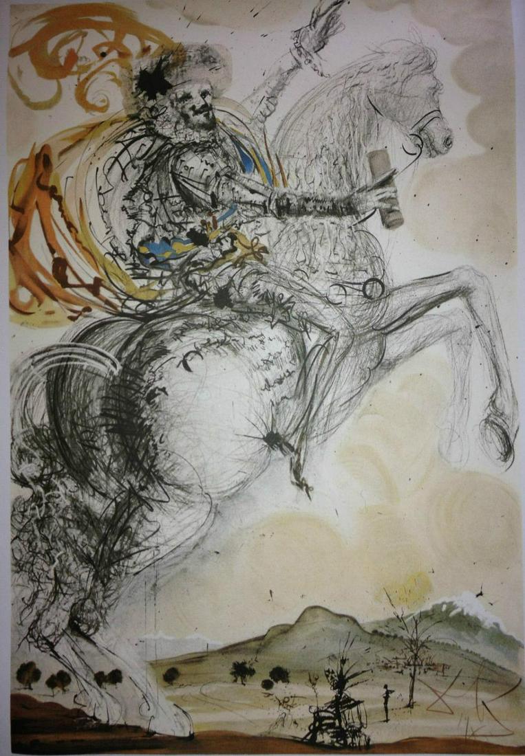 SALVADOR DALI DON QUIXOTE CHEVALIER Facsimile Signed Limited Edition Lithograph