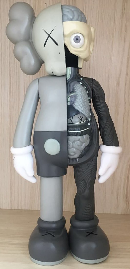 KAWS Flayed Open Half Dissected Companion Gray 16": 2018 16" OriginalFake KAWS Flayed Open Half Dissected Companion Vinyl Figures, Gray, Open Edition. Brand New Condition in Factory Retail Package