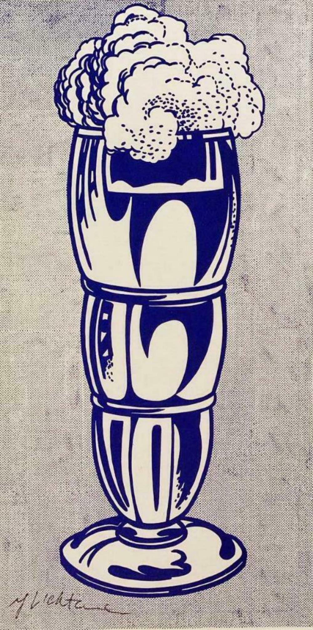 ROY LICHTENSTEIN, Ice Cream soda 1962 Hand signed: Ice Cream soda 1962. Book page offset lithograph hand signed Image size: 9 x 11 inch frame size approx: 16" x 18"