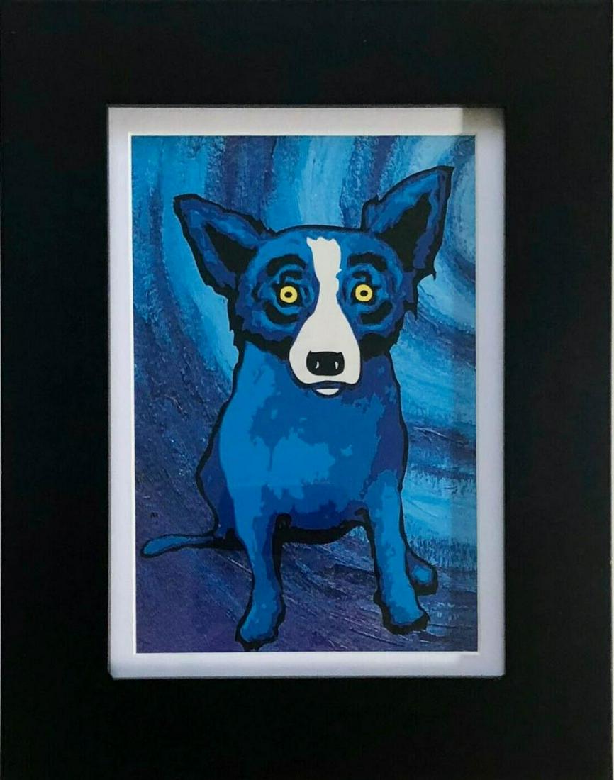 GEORGE RODRIGUE'S BLUE DOG FRAMED: GEORGE RODRIGUE'S BLUE DOG FRAMED & MATTED. Overall size of the frame roughly is 9" high x 7" wide